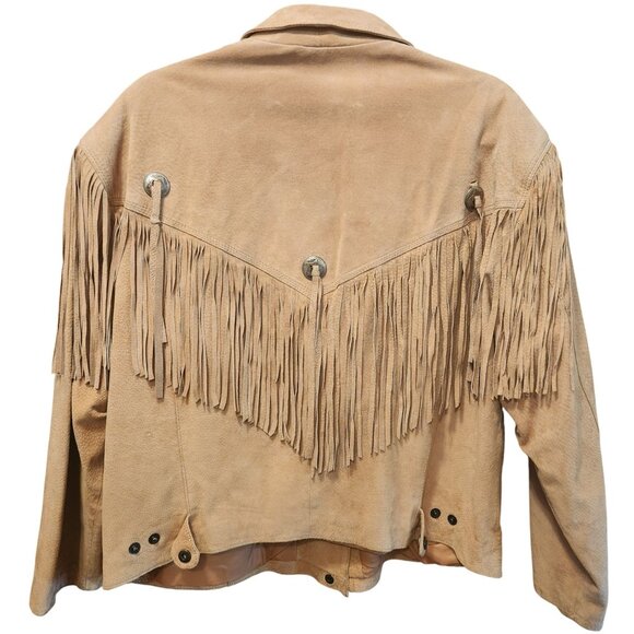 Vintage Men's M Julian Suede Fringe Concho Western Motorcycle Tan Jacket Sz 16 - Picture 9 of 16